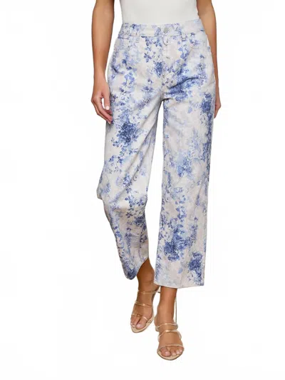 L'agence June High Rise Crop Stovepipe Jeans In Ivory Lace In Blue