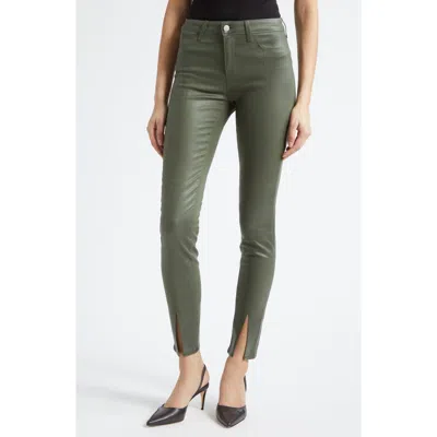 L'agence Jyothi High Waist Split Ankle Coated Skinny Jeans In Green