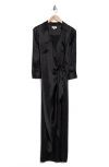 L'agence Kadi Long Silk Wrap Dress In Black