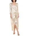 L'agence Kadi Long Silk Wrap Dress In Brown