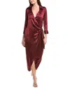 L'agence Kadi Long Silk Wrap Dress In Burgundy