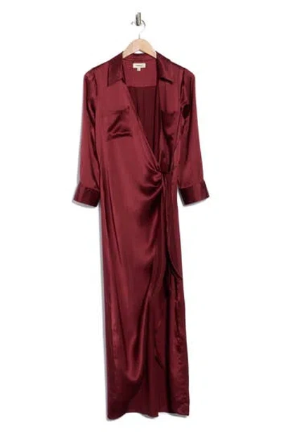 L'agence Kadi Long Silk Wrap Dress In Red