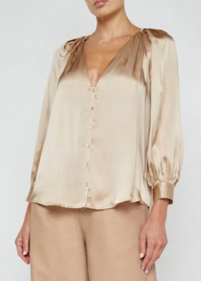 L'agence Kaili V-neck Blouse In Almond In Neutral