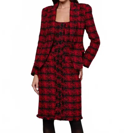 L'agence Kaisley Blazer In Red Black Houndstooth In Multi