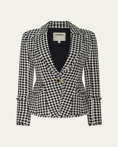L'agence Kaisley Diamond Textured Tweed Single-breasted Blazer In Multi