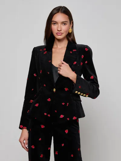 L'agence Kaisley Velvet Blazer In Black