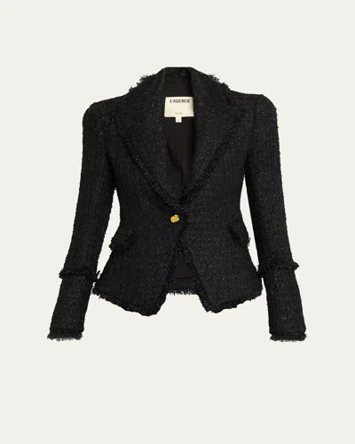 L'agence Kaisley Waffle Tweed Blazer In Black