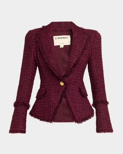 L'agence Kaisley Waffle Tweed Blazer In Brown