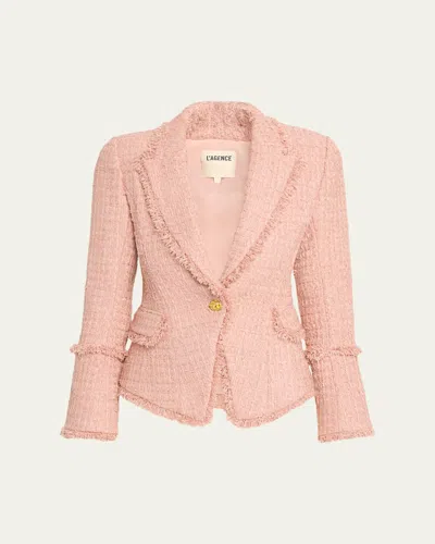 L'agence Kaisley Waffle Tweed Blazer In Pink