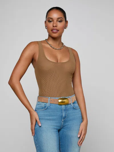 L'agence Kalea Mesh Bodysuit In Brown