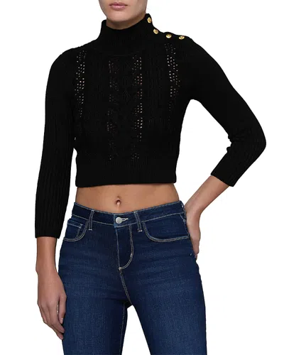 L'agence Kamdyn Cable Mock Neck Sweater In Black