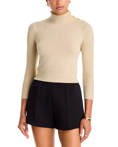 L'agence Kamdyn Crop Mock Neck Sweater In Neutral