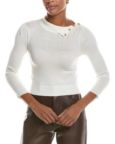 L'agence Kamdyn Crop Mock Neck Top In White