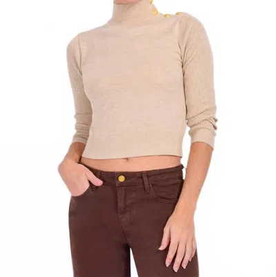 L'agence Kamdyn Crop Mock Neck Top In Warm Sand/gold In Multi