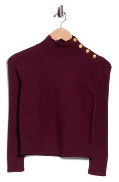 L'agence Kamdyn Mock Neck Rib Sweater In Burgundy
