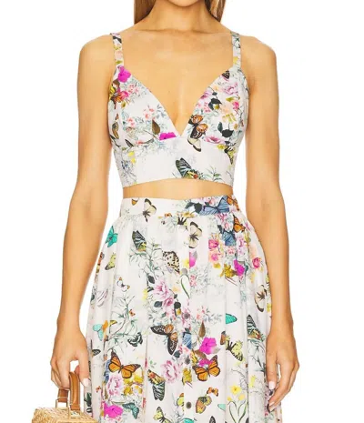 L'agence Kaori Bralette In White Charonda Butterfly In Multi