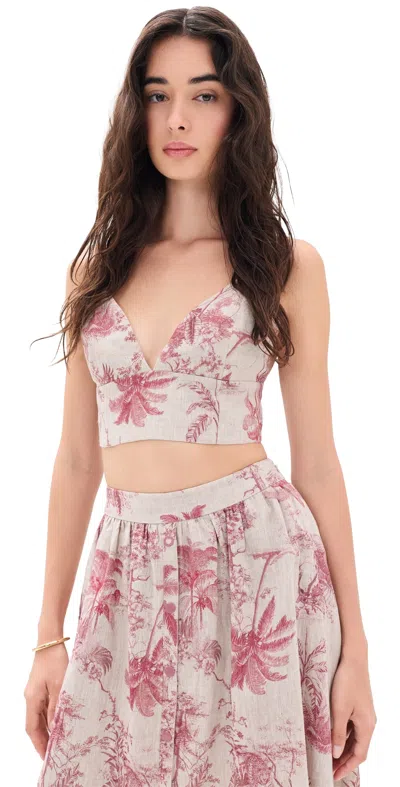 L'agence Kaori Bralette Tan Multi Textured Jungle Toile In Neutral