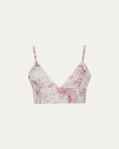 L'agence Kaori Etoile-print Linen Bralette Top In Multi
