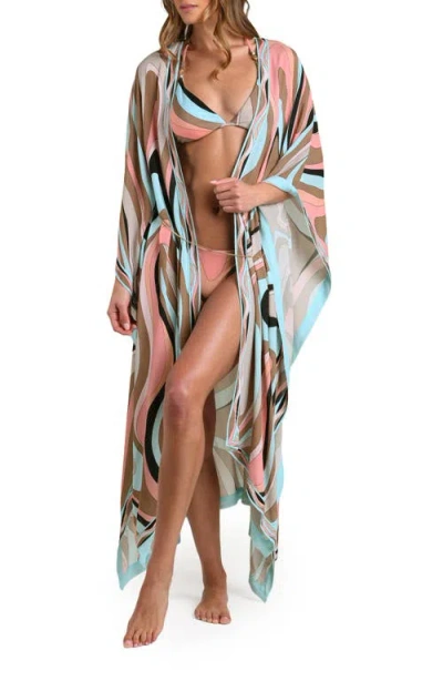 L'agence Kara Abstract Swirl Cover-up Maxi Duster In Multi