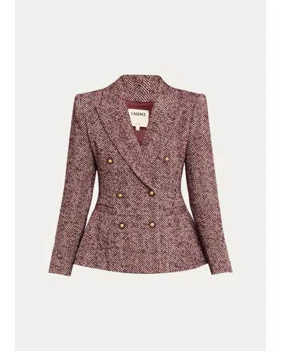 L'agence Karima Herringbone Cinched Blazer In Multi