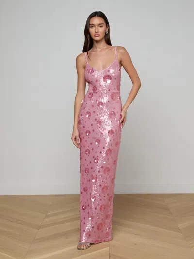 L'agence Karma Sequin Maxi Dress In Pink