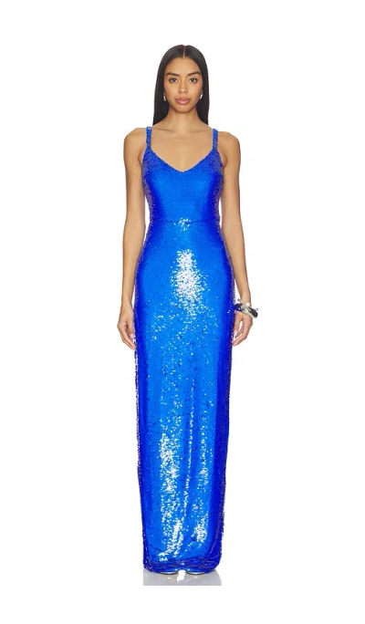 L'agence Karma Sequin Maxi Dress In Blue