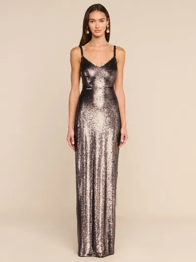 L'agence Karma Sequin Maxi Dress In Dark Cardamom
