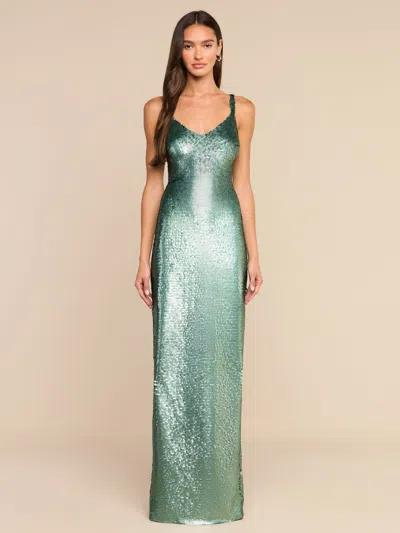 L'agence Karma Sequin Maxi Dress In Green