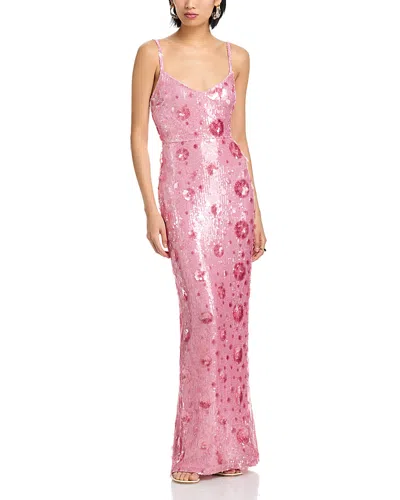 L'agence Karma Floral Sequin Maxi Dress In Pink