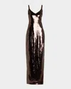 L'agence Karma Sequined Maxi Dress In Brown