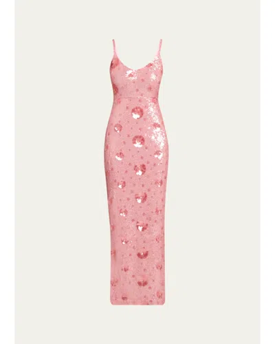 L'agence Karma Sequined Maxi Dress In Pink