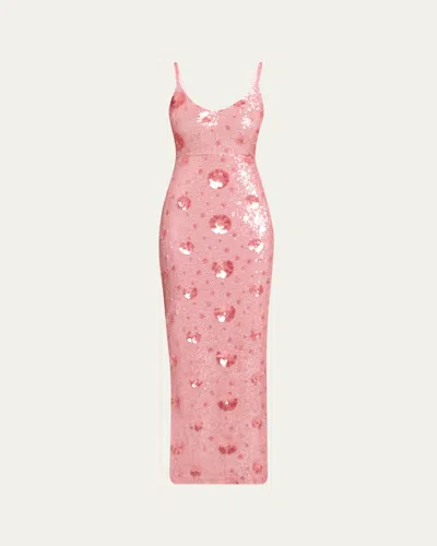 L'agence Karma Sequined Maxi Dress In Pink