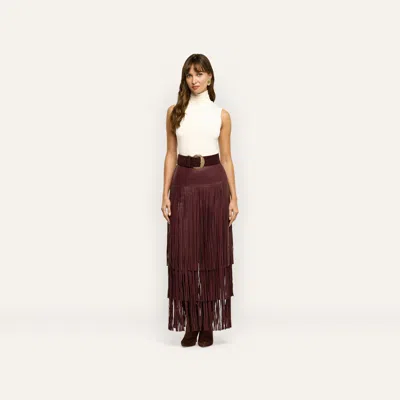 L'agence Karoline Fringe Skirt In Deep Port