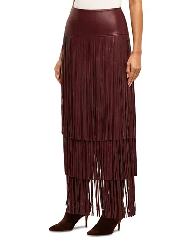 L'agence Karoline Maxi Fringe Faux Leather Skirt In Brown
