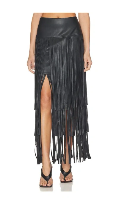 L'agence Karoline Maxi Fringe Skirt In Black