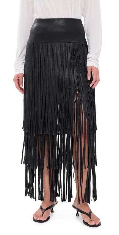 L'agence Karoline Maxi Fringe Faux Leather Skirt In Black