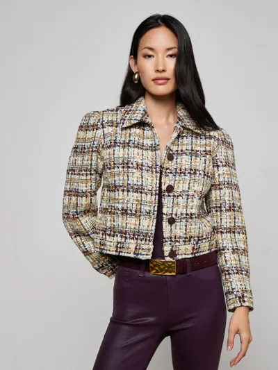 L'agence Kasey Sequined Tweed Jacket In Multi