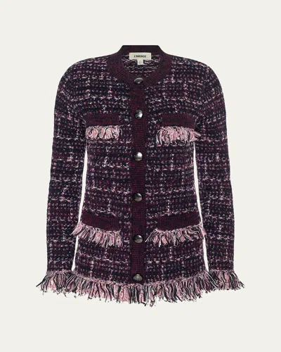 L'agence Kastoria Fringe Trim Cardigan Sweater In Burgundy