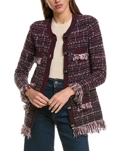 L'agence Kastoria Fringe Trim Cardigan In Black