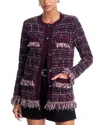 L'agence Kastoria Fringe Trim Cardigan Sweater In Burgundy