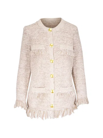 L'agence Kastoria Fringe Cardigan In Natural Multi Boucle In Neutral