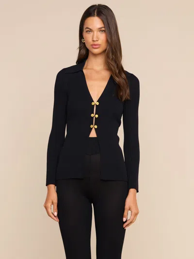 L'agence Kaye Cardigan Top In Black/gold