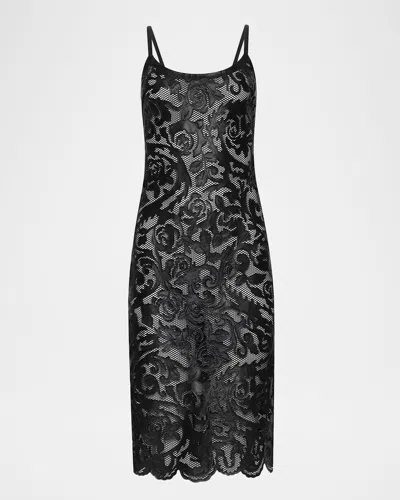 L'agence Kazuko Lasercut Midi Dress In Black