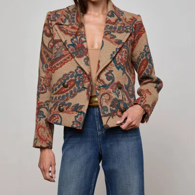L'agence Kelsey Cropped Peacoat In Multi Paisley Twill