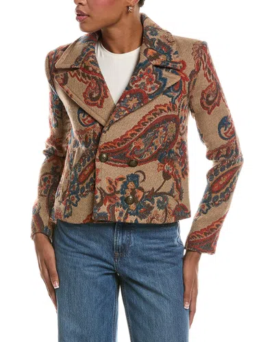 L'agence Kelsey Cropped Wool-blend Peacoat In Multi
