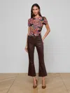 L'agence Kendra Coated Cropped Flare Jean In Brown