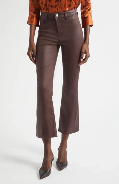 L'agence Kendra Coated High Waist Crop Flare Jeans In Brown