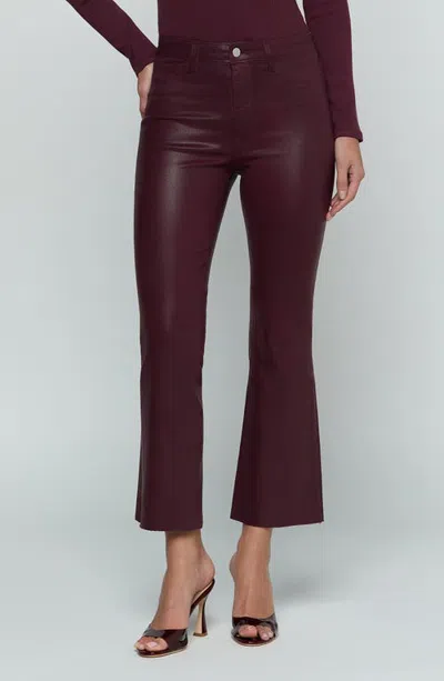 L'agence Kendra Coated High Waist Crop Flare Jeans In Burgundy