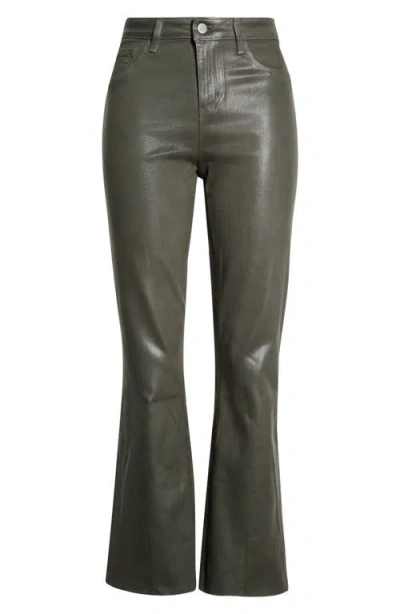 L'agence Kendra Coated High Waist Crop Flare Jeans In Gray
