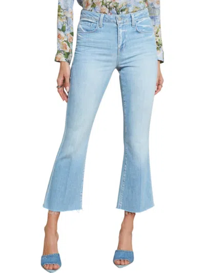 L'agence Kendra Crop Flare Denim Jeans In Olympia In Blue
